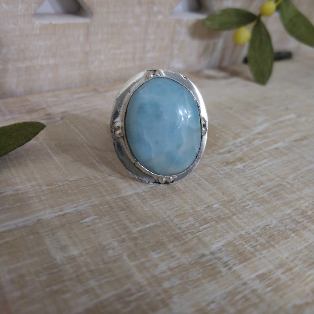LARIMAR OVAL SILVER STONE RING NWOT